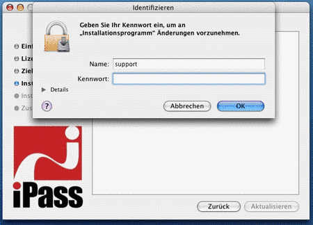 Setup - Kennwortabfrage
