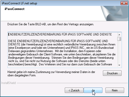 Setup - Lizenzvereinbarung