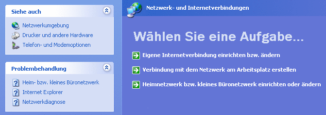 Netzwerk- und Internetverbindungen XP