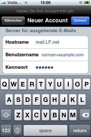 Neuer Account - Server fuer eintreffende Mail